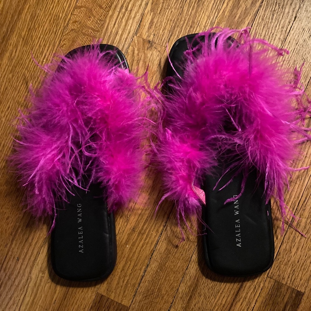 women’s shoes sandals size 8 1/2 pink frill fluffy